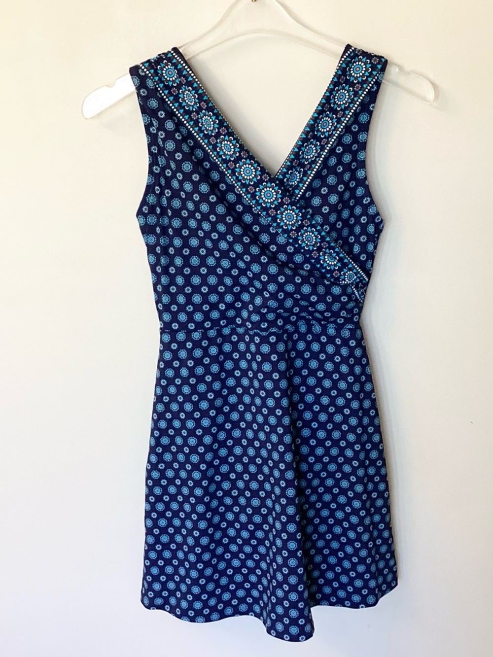 NWT Lands’ End Tummy Control Surplice One Piece Swim Dress Swimsuit - Blue - 4